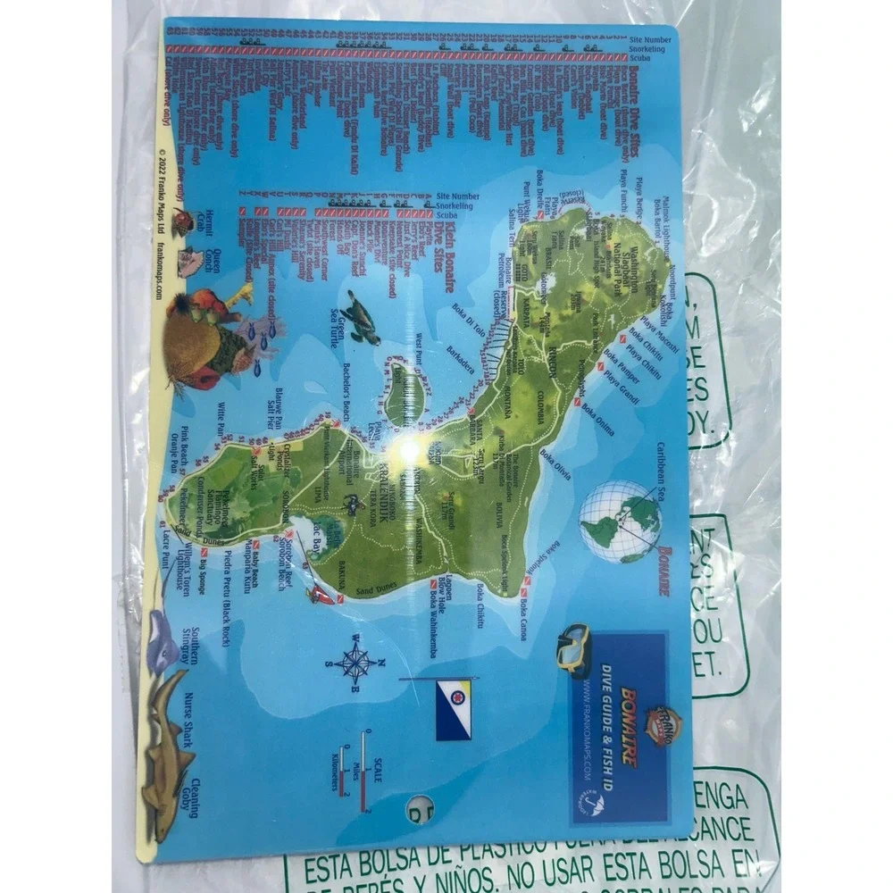Franko Maps Bonaire Dive Guide & Fish ID Card Waterproof Laminated Map